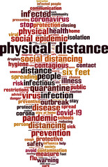 Obraz premium Physical distance word cloud