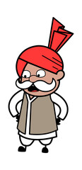 Talking Haryanvi Old Man with Hands on Waist Cartoon