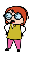 Talking Teacher with Hands on Waist Cartoon