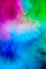 Fototapeta na wymiar Abstract colorful, multicolored smoke spreading, bright background for advertising or design, wallpaper for gadget. Neon lighted smoke texture, blowing clouds. Modern designed.