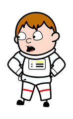 Talking Astronaut with Hands on Waist Cartoon