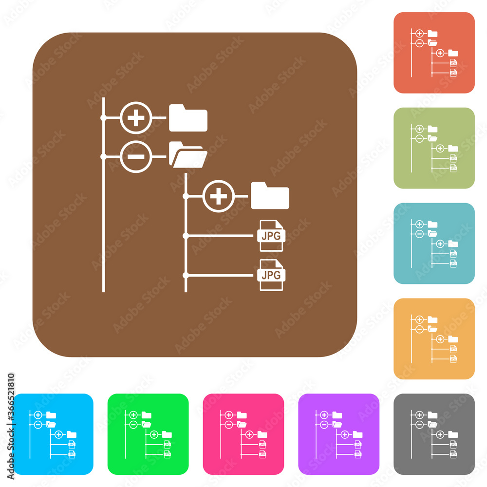 Poster file browser with jpg files rounded square flat icons
