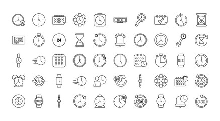 icon set of time concept, line style