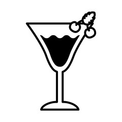cup with drink and cherries line style icon