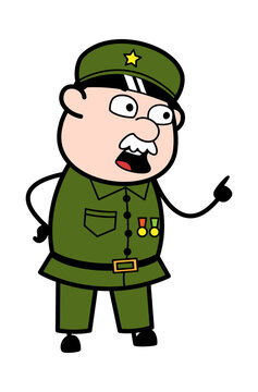 Cartoon Military Man Saying Something