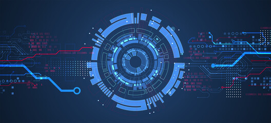 Obraz premium Abstract technology concept. Circuit board, high computer color background. Vector illustration with space for content, web - template, business tech presentation.