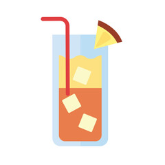 glass with grapefruit and ice cubes flat style icon