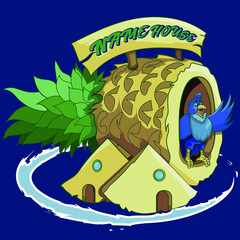 pineapple and bird