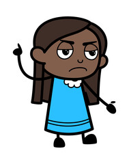 Angry Black Girl Cartoon with one hand raised