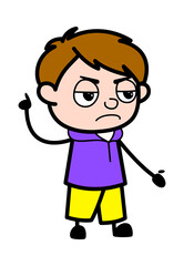 Angry Boy Cartoon with one hand raised