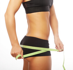 Woman body part is being measured