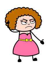 Angry Young Lady Cartoon with one hand raised