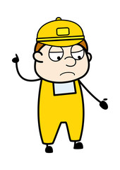 Angry Courier Man Cartoon with one hand raised