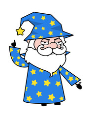 Angry Wizard Cartoon with one hand raised