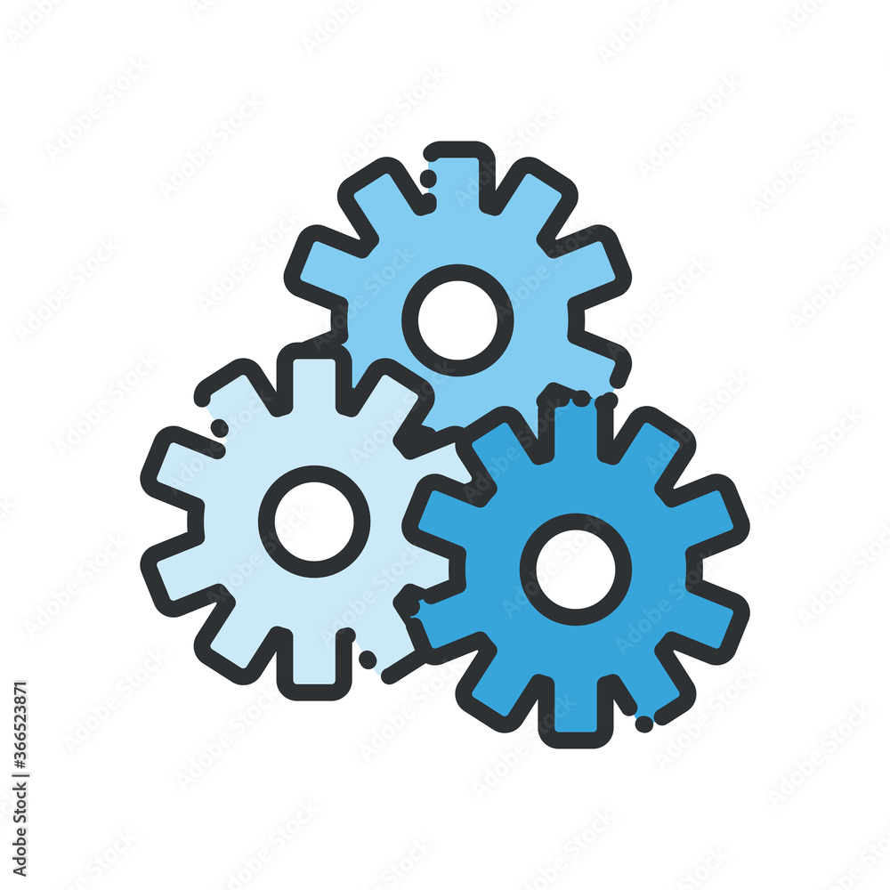 Poster gears line and fill style icon vector design