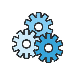 gears line and fill style icon vector design