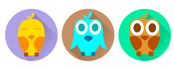 Icon set with colorful birds