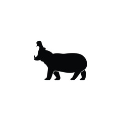 Simple hippopotamus icon or logo on white background, danger wild animal concept.
