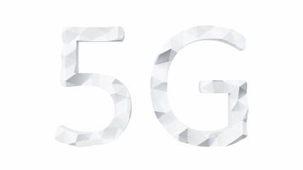 5G internet connection low-poly font on a white background. Abstract 3D illustration