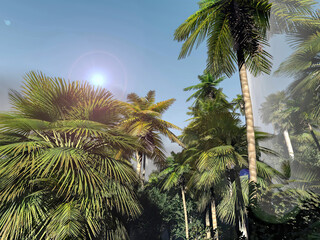 Fototapeta na wymiar Paradise on Hawaii Island 3d rendering