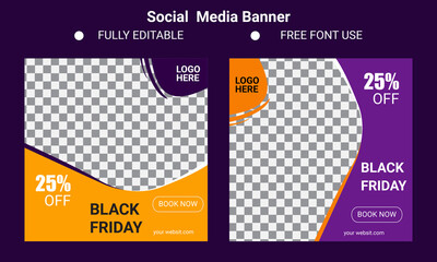 Editable Post Template Social Media Banners for Digital Marketing. Promotion Brand Fashion. Stories. Streaming. Vector Illustration - Vector