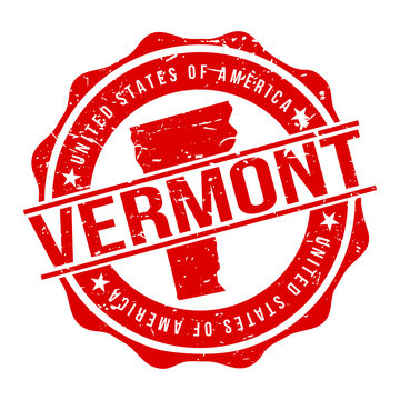 Vermont America Original Stamp Design Vector Art Tourism Souvenir Round.