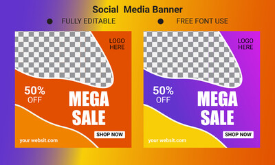 Modern promotion square web banner for social media