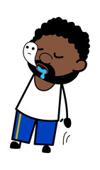 Soul Leaving African American Man Body Cartoon