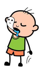 Soul Leaving Bald Boy Body Cartoon
