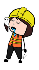 Soul Leaving Lady Engineer Body Cartoon