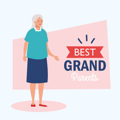 happy grand parents day, with cute grandmother, and lettering decoration of best grand parents