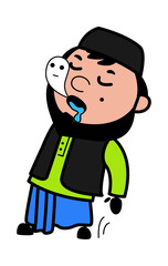 Soul Leaving Muslim Man Body Cartoon