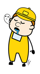Soul Leaving Courier Man Body Cartoon