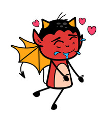 Devil Cartoon Drooling in Love