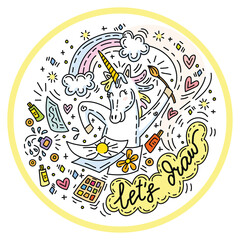 Lets draw colorful unicorn