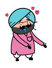Cute Sardar Cartoon Drooling in Love