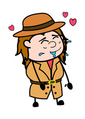 Investigator Cartoon Drooling in Love