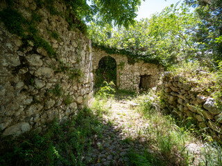 Fototapeta na wymiar Ghost town of San Pietro Infine with his ruins, Caserta, Campania, Italy. The town was the site of The Battle of San Pietro in World War II and the subject of a documentary directed by John Huston