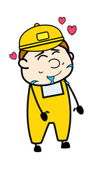 Courier Man Cartoon Drooling in Love