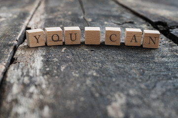 Wooden blocks spelling You can