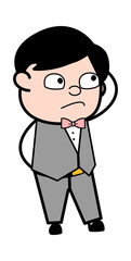 Fototapeta premium Cartoon Groom thinking in Confusion