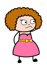 Cartoon Young Lady thinking in Confusion
