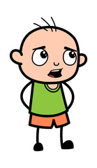 Worried Cartoon Bald Boy Talking