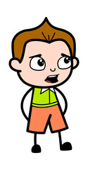 Worried Cartoon Schoolboy Talking