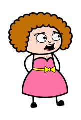 Worried Cartoon Young Lady Talking