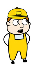 Naklejka premium Worried Cartoon Courier Man Talking