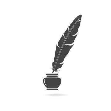 Feather pen icon with shadow