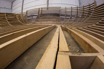 Structure of a wooden indoor skatepark