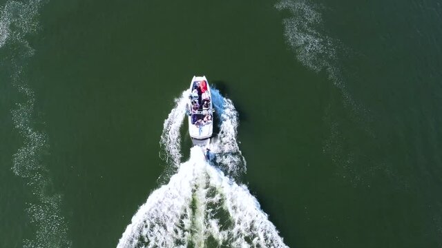 Boat on the water view from above