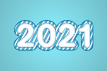Background celebration 2021 new year. 3d festive design for holiday illustration decoration template. Realistic 3d sign. Festive poster or banner design